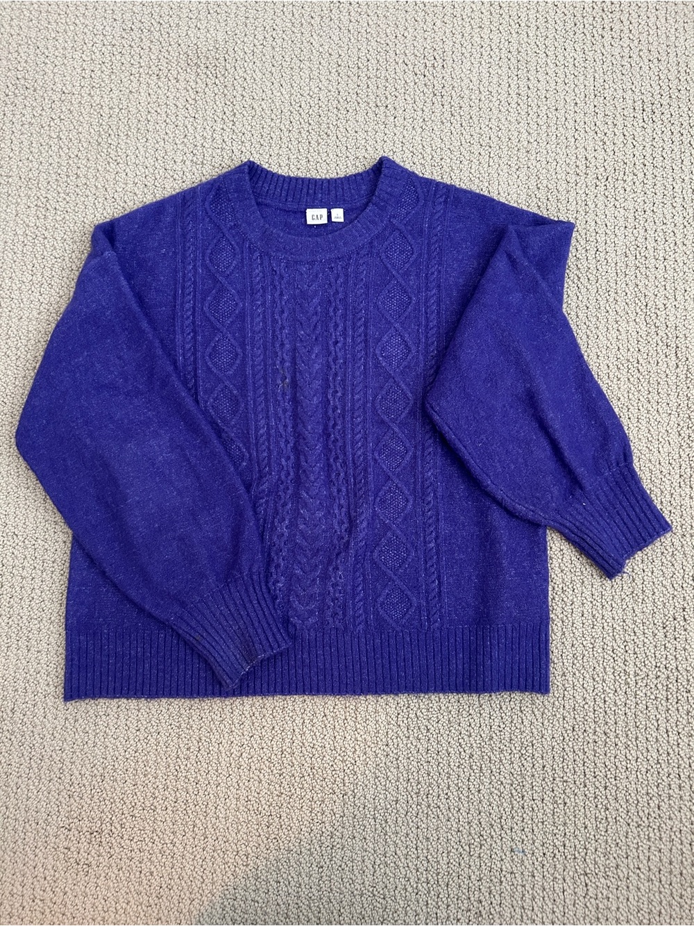 GAP Cable-Knit Crewneck Sweater in Deep Purple